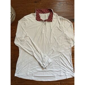 Kerrits Men 2XL White Equestrian Show Shirt Horse Print Collar Jacquard Textured